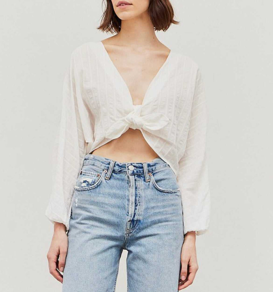 Embroidered cotton tie blouse - Wayra Beachwear